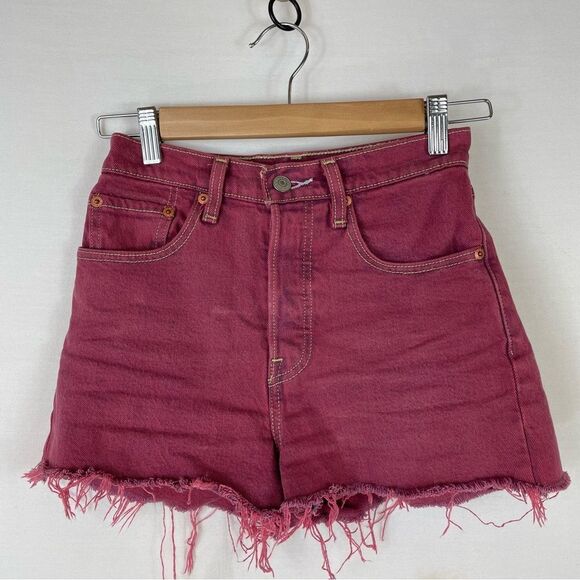 LEVI'S Women's Premium Ribcage Cut Off Shorts Size 24 pink - Picture 5 of 15